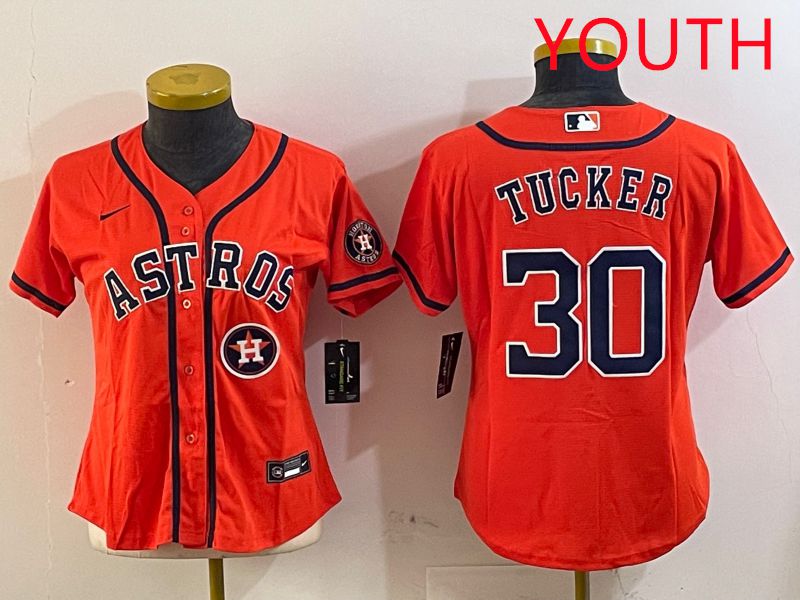 Youth Houston Astros #30 Tucker Orange Game 2025 Nike MLB Jersey style 5->youth mlb jersey->Youth Jersey